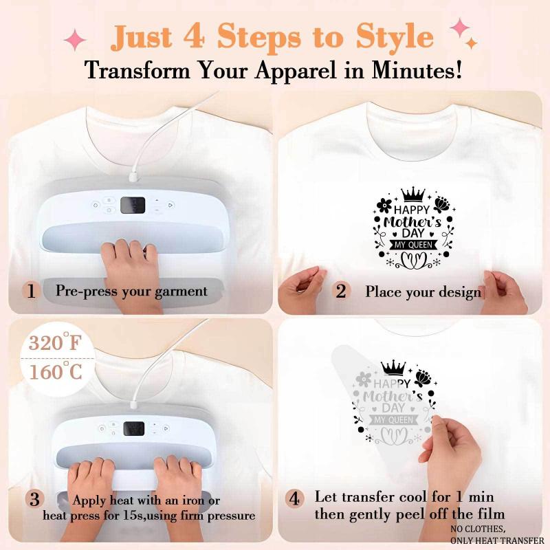 6 Sheets Happy Mother'S Day Mom Quote Iron on Transfers | DTF Transfers Ready to Press, Ideal for T-Shirts, Hoodies, Jeans, Backpacks & Pillows, Machine Washable Plastic | Washable Plastic Transfer Papers Suitable for Men and Women by