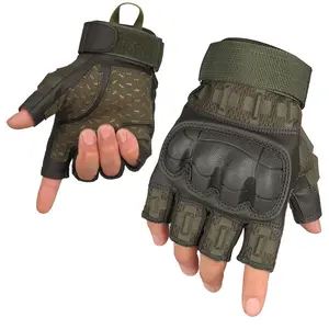 Half finger tactical gloves camouflage anti-collision shell protective exoskeleton soft leather non-slip wear-resistant outdoor sports riding gloves