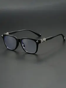 Fashion Metal Square Frame Flat Light Lens Outdoor Versatile Anti-Blue Light Stylish Protective Glasses, Fashion Eyeglasses, Casual Style, All Seasons, Solid Color Design