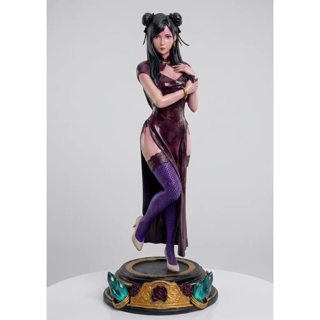 Tifa Lockhart Purple Wall Market Dress Resin Sculpture Hand Painted