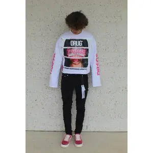 (WHITE) TRAPPA "ADDICTION" RHINESTONE FLARED LONGSLEEVE