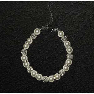 White Pearl Studded Pearl Silver Chain - Item #: 035