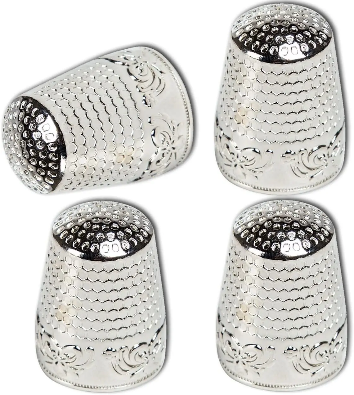 4 count Sewing Thimbles, Metal Thimbles for Hand Sewing Finger Protector, Quilting Craft Accessories for Knitting Needlework DIY Tools,