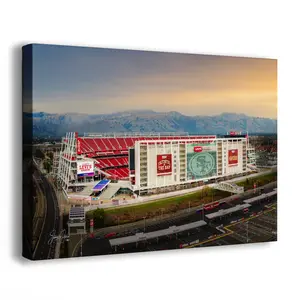 San Francisco 49ers Football Stadium | Levi's Stadium Bay Area NFL Fan Wall Art | Gold & Red NFL Decor for Man Cave, Office, Dorm Room
