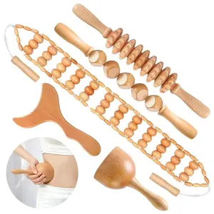 Wooden Massage Tool Set, 5 Counts/set Manual Massage Tool, Muscle Relaxation Tool, Body Massage Prdocut for Home & Spa, Back Massager,  Scalp Massager, Body Care