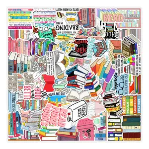 50pcs DIY Book Series Decorative Graffiti Sticker, Scrapbooking & Journal Making Material Paper, PVC Waterproof DIY Decorative Sticker For Stationery Computer Water Bottle, Book Reading Stickers, Sticker Packs, Scrapbook Materials