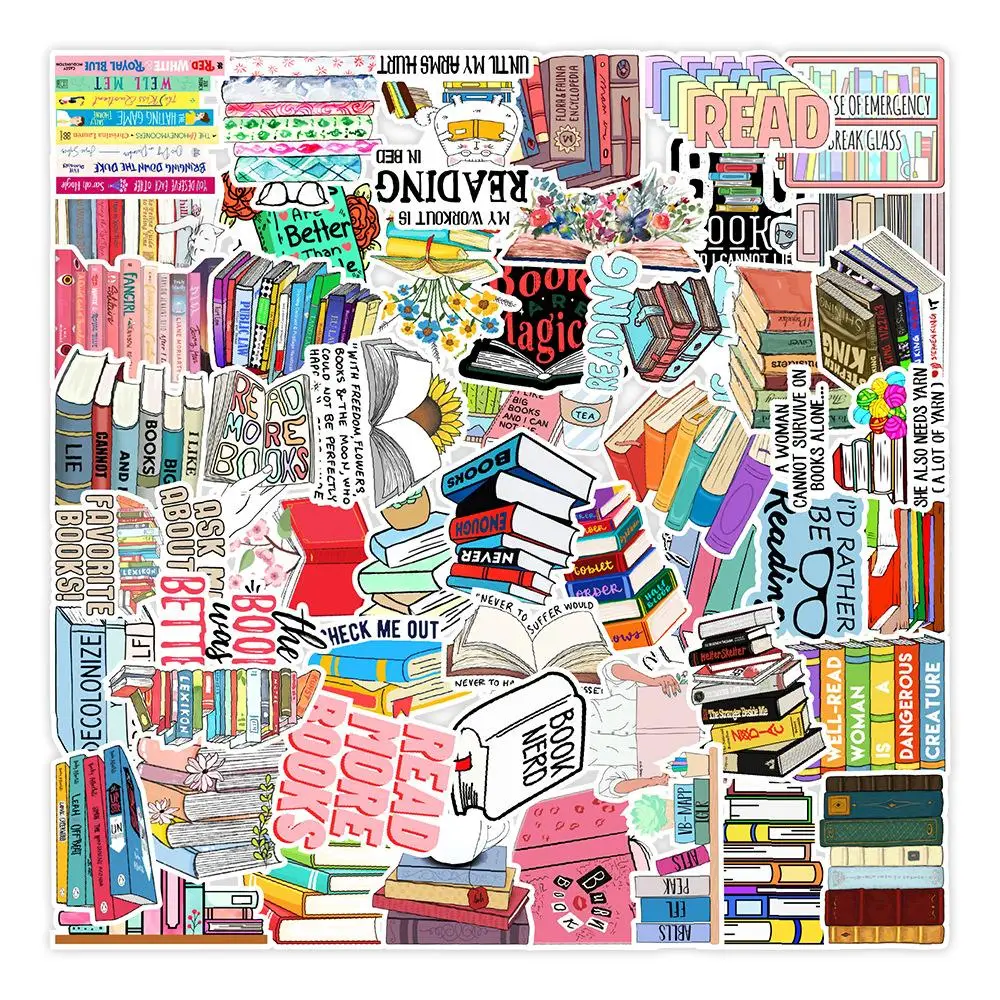 50pcs DIY Book Series Decorative Graffiti Sticker, Scrapbooking & Journal Making Material Paper, PVC Waterproof DIY Decorative Sticker For Stationery