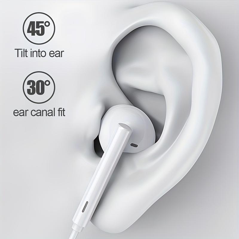 USB-C/Lightning wired headphones with microphone and volume control – wired earbuds with a built-in remote control to control music, calls, and volume.