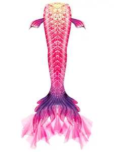 Girls' Mermaid Tail Swimwear for Beach Parties, Birthday Gift, Single Tail, No Clothes or Shorts, Fits Flipper Feet