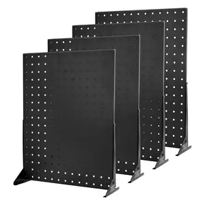 Pegboard Display Stand 17 x 13 Inches, Tabletop Pegboard Panels Display, Black, 4-Piece Set for Tool and Craft Organization, Durable Powder-Coated Board for Desktop Storage and Office Use