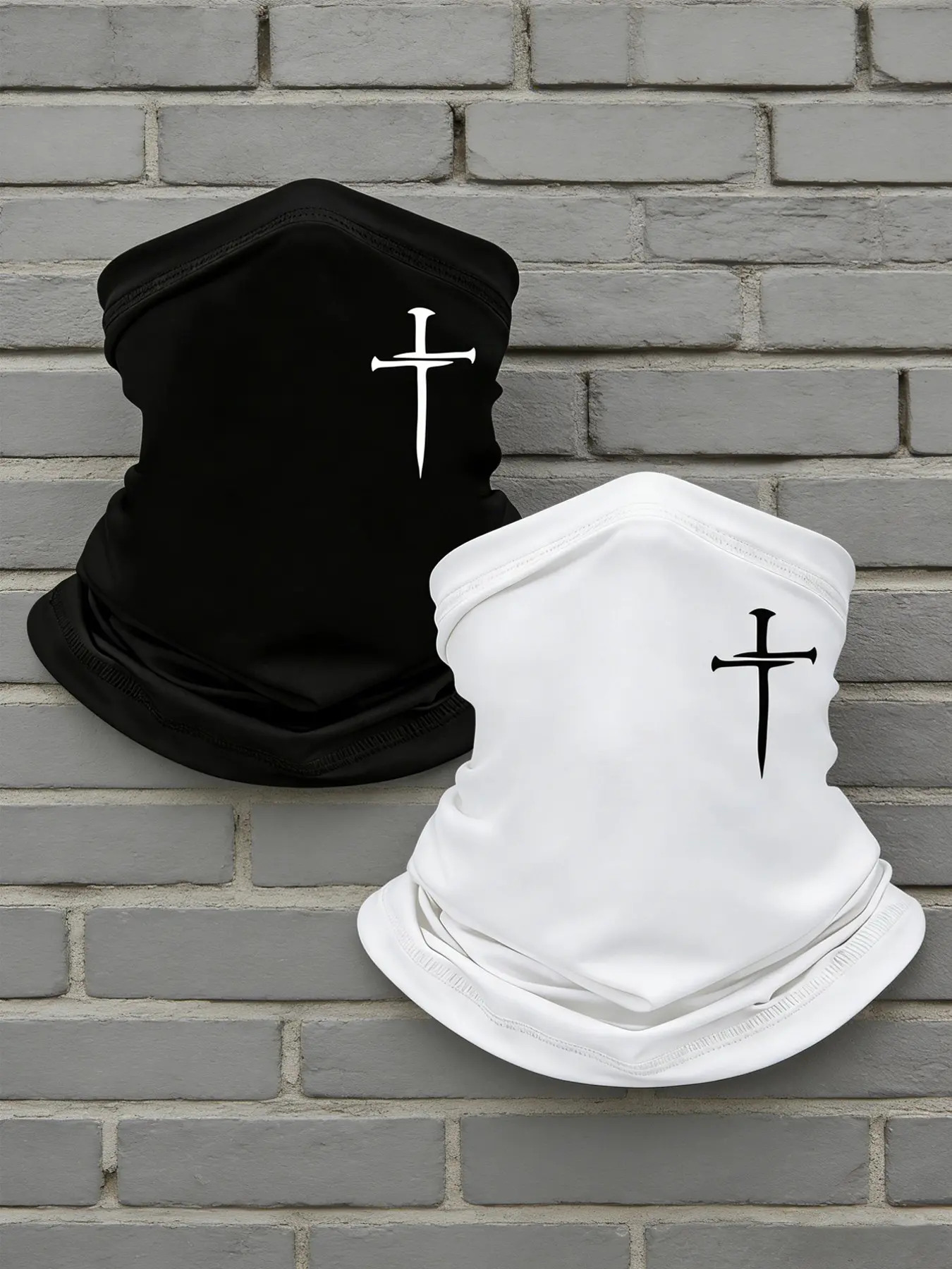 5pcs/2pcs/1pc Unisex Cross Printing Neck Gaiter Face Cover Windproof Dustproof Breathable Face Covering Face Mask Scarf for Men Women Outdoor Sports Gift Hat Neck Gaiter Masks
