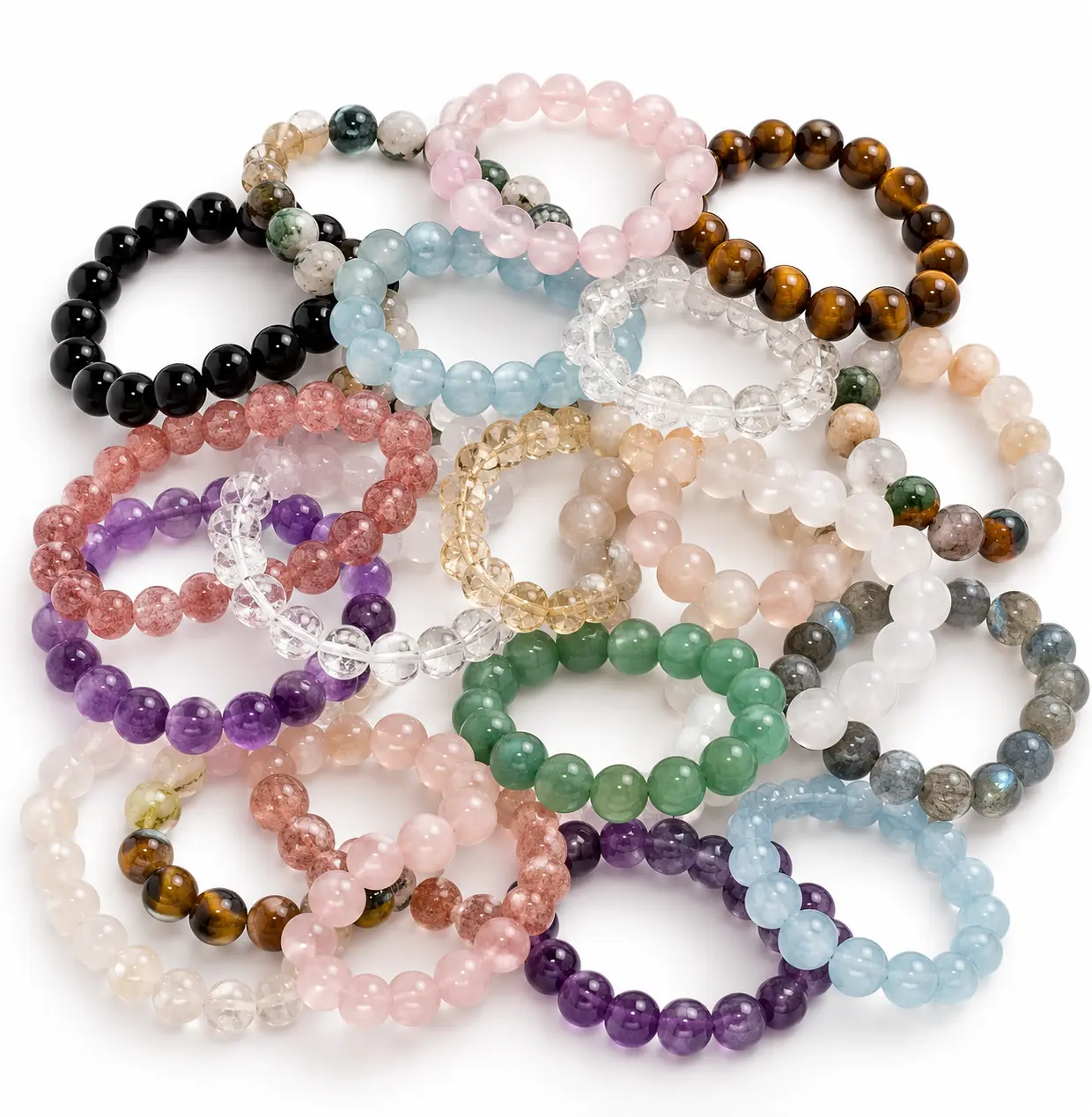 Assorted Natural Crystal Beaded Bracelets