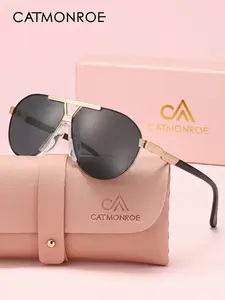 CATMONROE Retro Light Luxury Metal Oval Frame Sunglasses, Suitable For Both Men And Women, Suitable For Dating, Photography, Fashionable Dressing And Accessories, Summer Beach Vacations, Outdoor Sun Protection