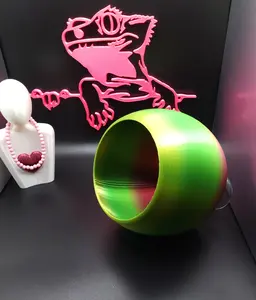 Galactic Scum Colorful 3D Printed Globe Hide & Suction Cup Ledge for Terrariums