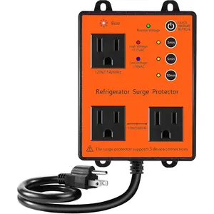 Refrigerator Surge Protector, 3 Outlet Voltage Surge Protector for Home Appliances with Time Delay, Protects Against Brownout, Spike, Instant Surge All Voltage Abnormalities