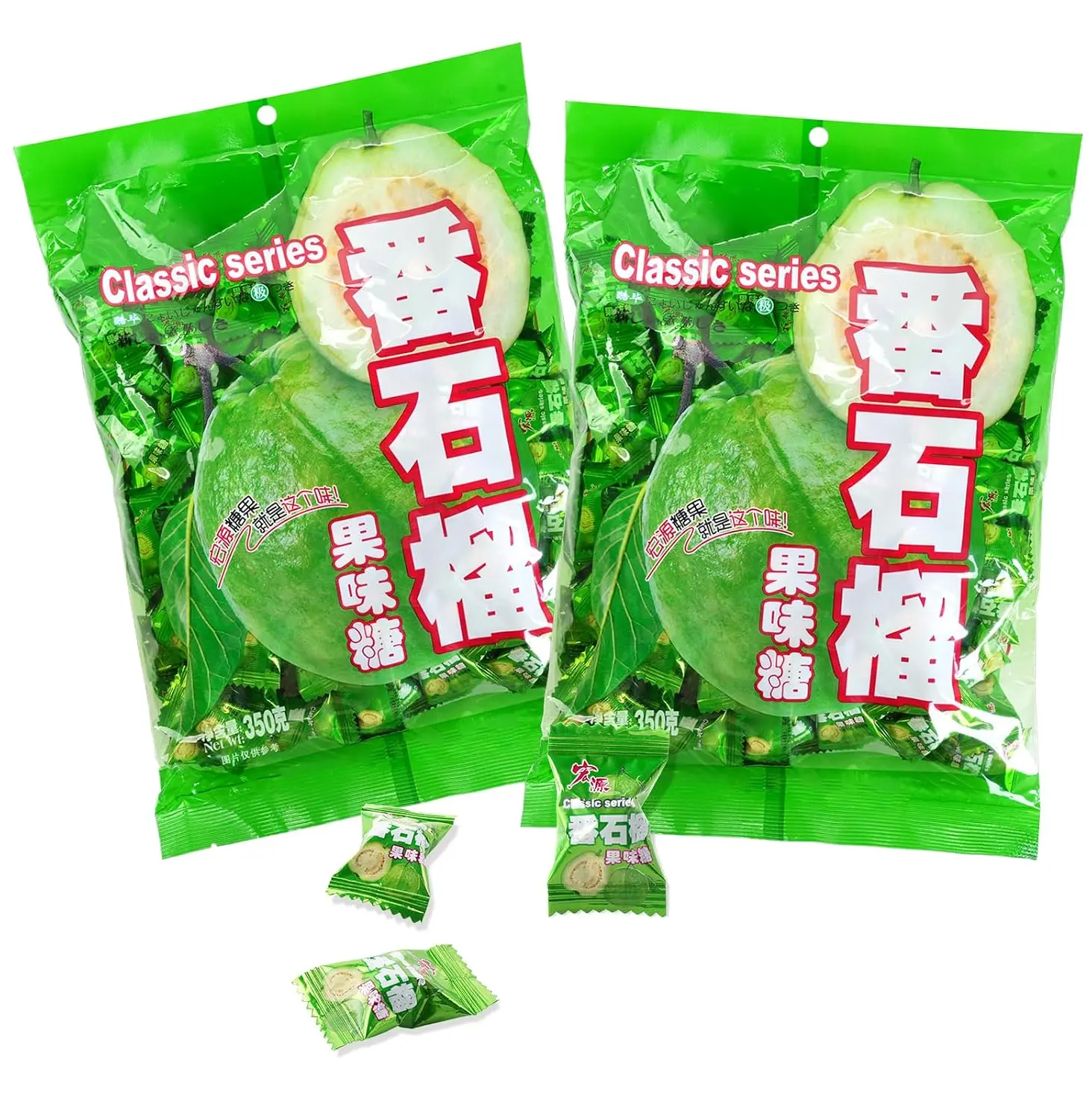 Hongyuan Guava Hard Candy, Asian Fruit Hard Candy, Sweet & Tangy Tropical Flavor, Individually Wrapped for Sharing & Snacking