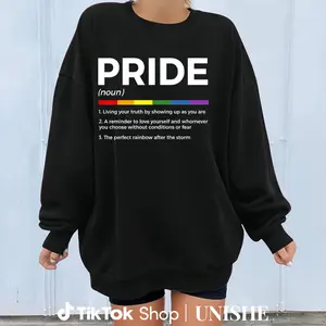 Casual Long Sleeve Sweatshirts for Pride Month – 100% Gay Pride Definition Design