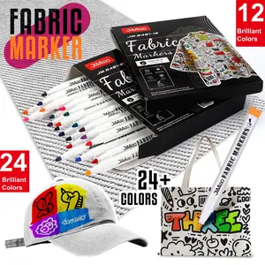 12/24 Colors Fabric Markers, Vibrant Fabric Paint Pens for Clothes, Canvas Bags, T-Shirts, Shoes, Back to School Must-Haves