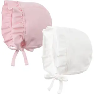 KF5-KC046 Lovely Baby Girl Hospital Hat Soft Cotton Newborn Beanie Winter Baby Hats for Infant Girls