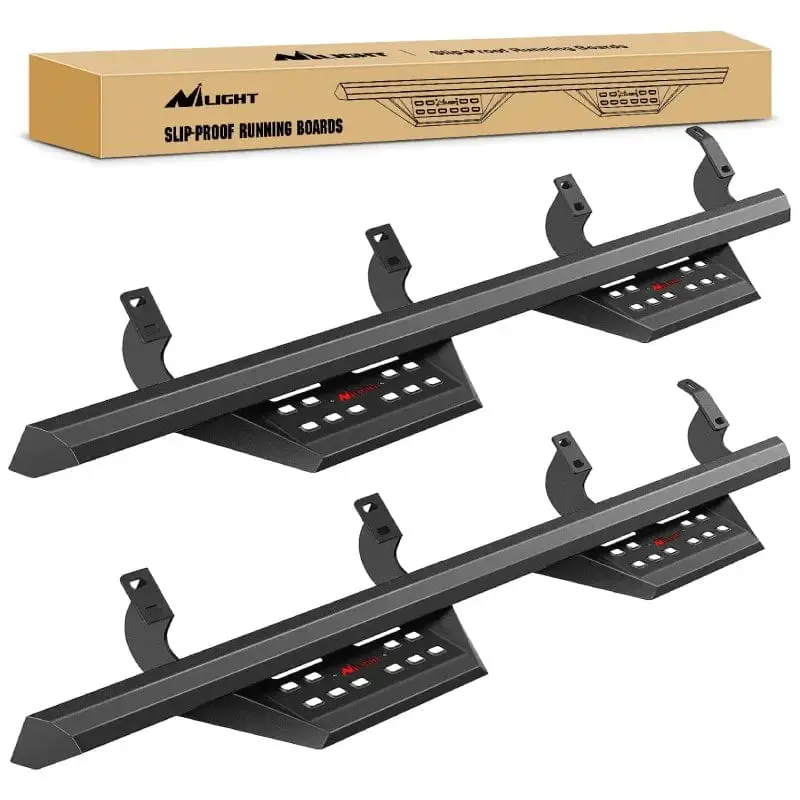 Nilight 2 x 3.6in Drop Running Boards Car Supplies - Impact Guard for 2007-2021 Toyota Tundra CrewMax Cab, Drop-Down Design, Bolt-On Easy DIY Installation, Heavy Duty Mild Steel, Slip-Proof Black Powder Coated, 450lbs Load Bearing Automotive Accessory, Ac