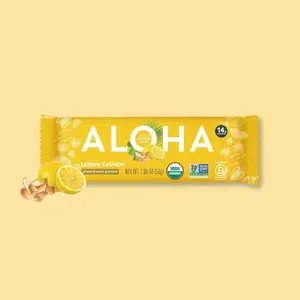 ALOHA - Lemon Cashew - Protein Bars - 12-count - 14g of plant-based protein - 5g of sugar