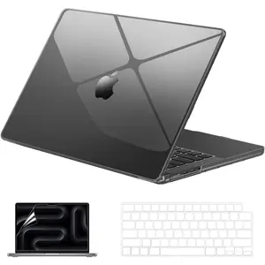 Compatible with MacBook 14 inch 202520242021 M4 M3 M2 M1 Max Chip, Hard Shell Cases with Keyboard Cover, Screen Protector  Crystal Black