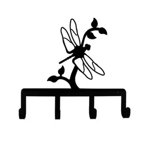 212 MAIN Handmade Dragonfly Wrought Iron Key Holder - Wall-Mounted Key Hooks, Iron Finish Wall Decor, Home Supplies Organizer