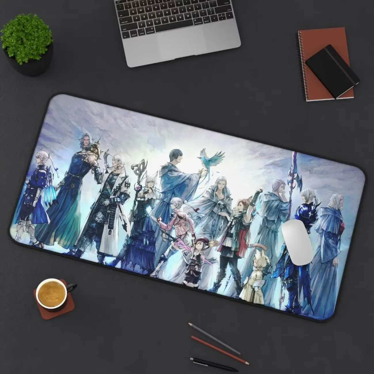 FFXIV Endwalker Credits Desk Mat - Final Fantasy 14 Large Mousepad Expansion Playmat