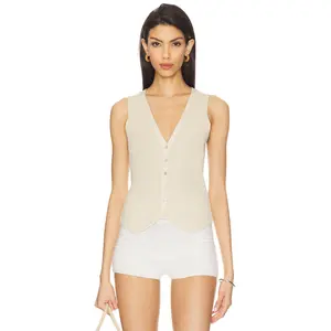 Autumn Cashmere Shaker Vest in Hemp