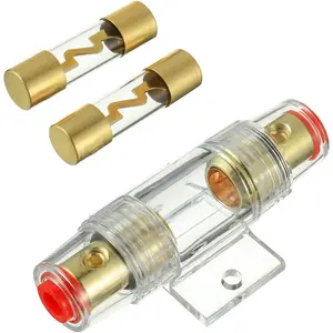 car stuff4-8 Gauge AWG in-line Fuse Holder with 100A AGU Fuses for Car Audio, Alarm, Amplifier, Compressors, Waterproof Inline Fuse Holder 100 AMP