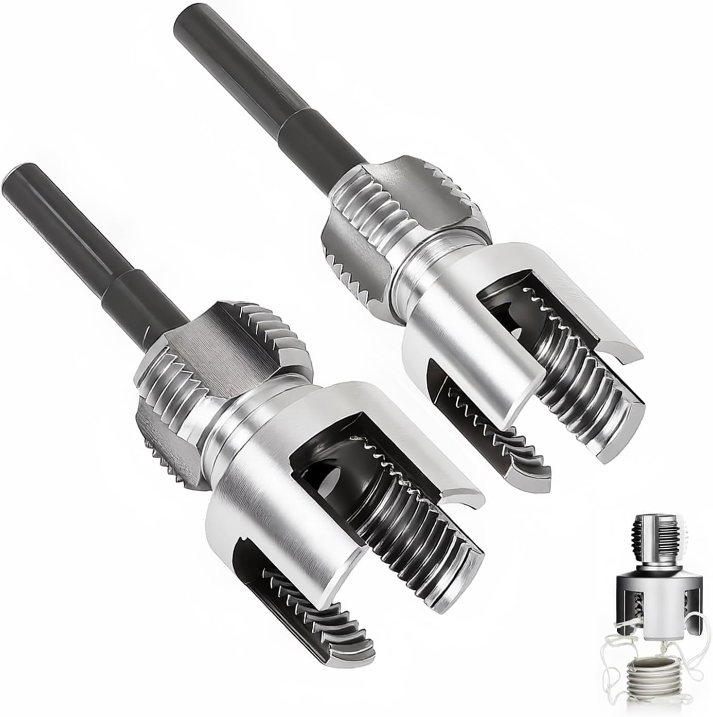 Integrated Internal and External Pipe Thread Cutting Tool Kit Electric Drill Compatible Pipe Threader for PVC Plastic Pipes High Hardness Durable Threading Tool for Plumbing Repair Home Maintenance and Construction Projects