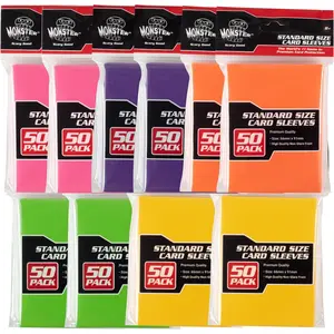 Monster Protectors Bright Multi-Color Standard Size Card Sleeves(500 Pack, 66mm x 91mm) Compatible w TCGs, Sports Cards & More