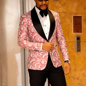 Mens Floral Tuxedo Jacket Paisley Shawl Lapel Suit Blazer Jacket For Dinner,Prom,Wedding