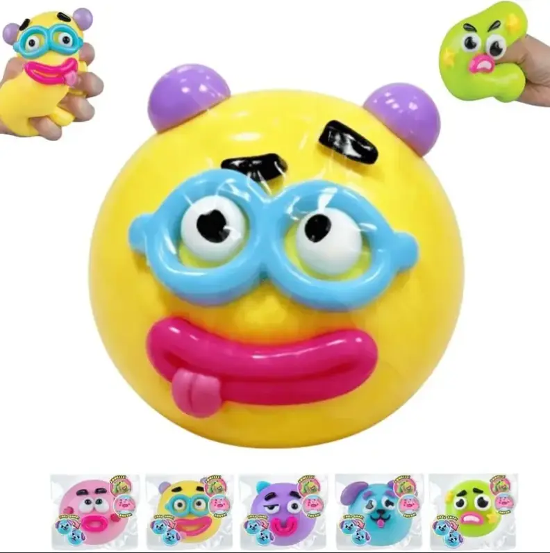 Detachable DIY Funny Face Squishy Balls - Collectible Squishies, TPR Elastic Soft Touch Decompression Squeeze Toy, Mix-and-Match Facial Features Fidget Item, ASMR Stress Relief Tool, Kids Party Favor Photobooth Prop Prank Gift home office travel