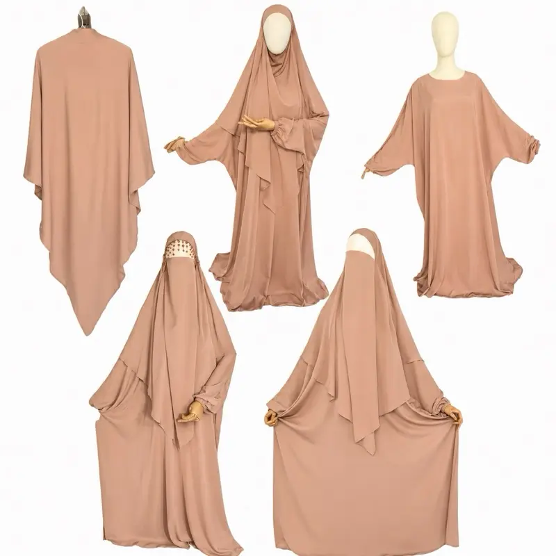 One layer khimar and batwing sleeve abaya
