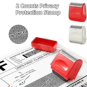 2 Pack Privacy Roller Stamp, Red & White ID Protection Seal, Address & Personal Info Blocker, Confidential Data Cover Tool for Home Office Mailing & Documents