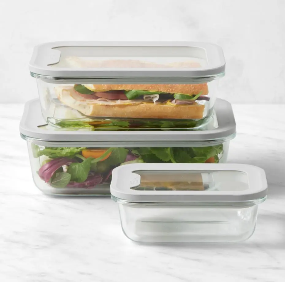 Hold Everything 6-Piece Rectangular Food Storage Set | Glass Containers with Lids for Meal Prep & Kitchen Storage