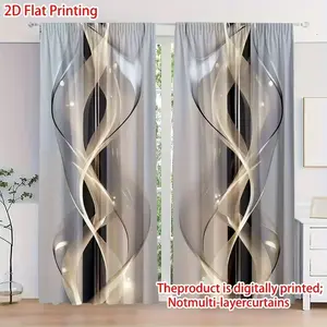 2 pieces of striped line art printed curtains, made of 100% polyester material, are the perfect gift for friends, suitable for home decoration in dormitories, bedrooms, living rooms, kitchens, dining rooms, study rooms, cafes, hotels, and apartments