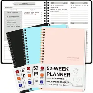 Daily Weekly Planner Notebook, 1 Count 52-week Planner, Stationery Office School Supplies for Student Teacher Office Staff, Daily Habits Tracker