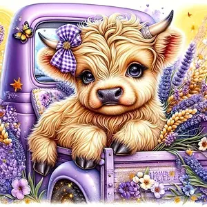 Cartoon Highland Cow Pattern DIY Diamond Arts Colorful Painting Kit without Frame, DIY 5D Diamond Arts Colorful Painting Kit, Wall Art Decor for Home