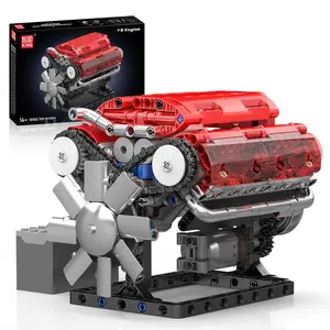 Mould King 10155 V8 Engine Model Kit - 552 Pcs to Build Your Own Mini Engine That Works - STEM Project for Kids/Teens, Engineering Model Building Kit for Adults Crafts building block sets