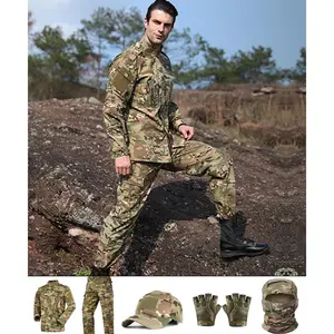 Tactical Suit,Combat Pants and Shirt,Cap Gloves Balaclava Set,Black Camo Uniform Men's Military Airsoft GearVelvet Bloom15C28ChicLadyHub