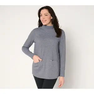 Sport Savvy Double Knit Mock Neck Long Sleeve Top