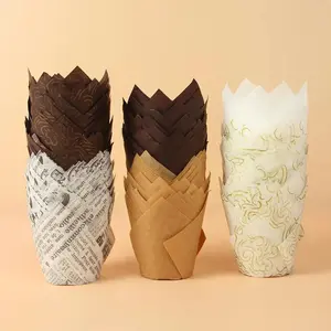 NEW 50pcs Tulip Muffin Cupcake Paper Cups Oilproof Cupcakes Liner Baking Muffin Box Cup Cake Decorating Tools Muffin Wrap Cases