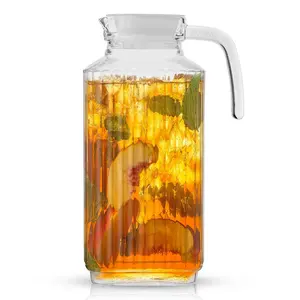 JoyJolt Glass Beverage Pitcher with Handle & 2 Lids
