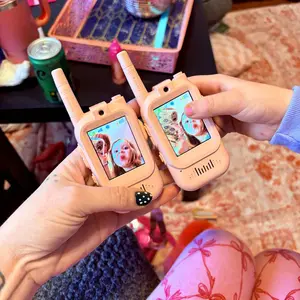 Kids Video Walkie-Talkie Set (2-Piece), Rechargeable Long-Range Two-Way Radio Toys, Suitable for Boys and Girls Ages 3-12, Outdoor Adventures, Camping, Hiking, Birthday Gifts, Pink and Blue Dual-Color Design