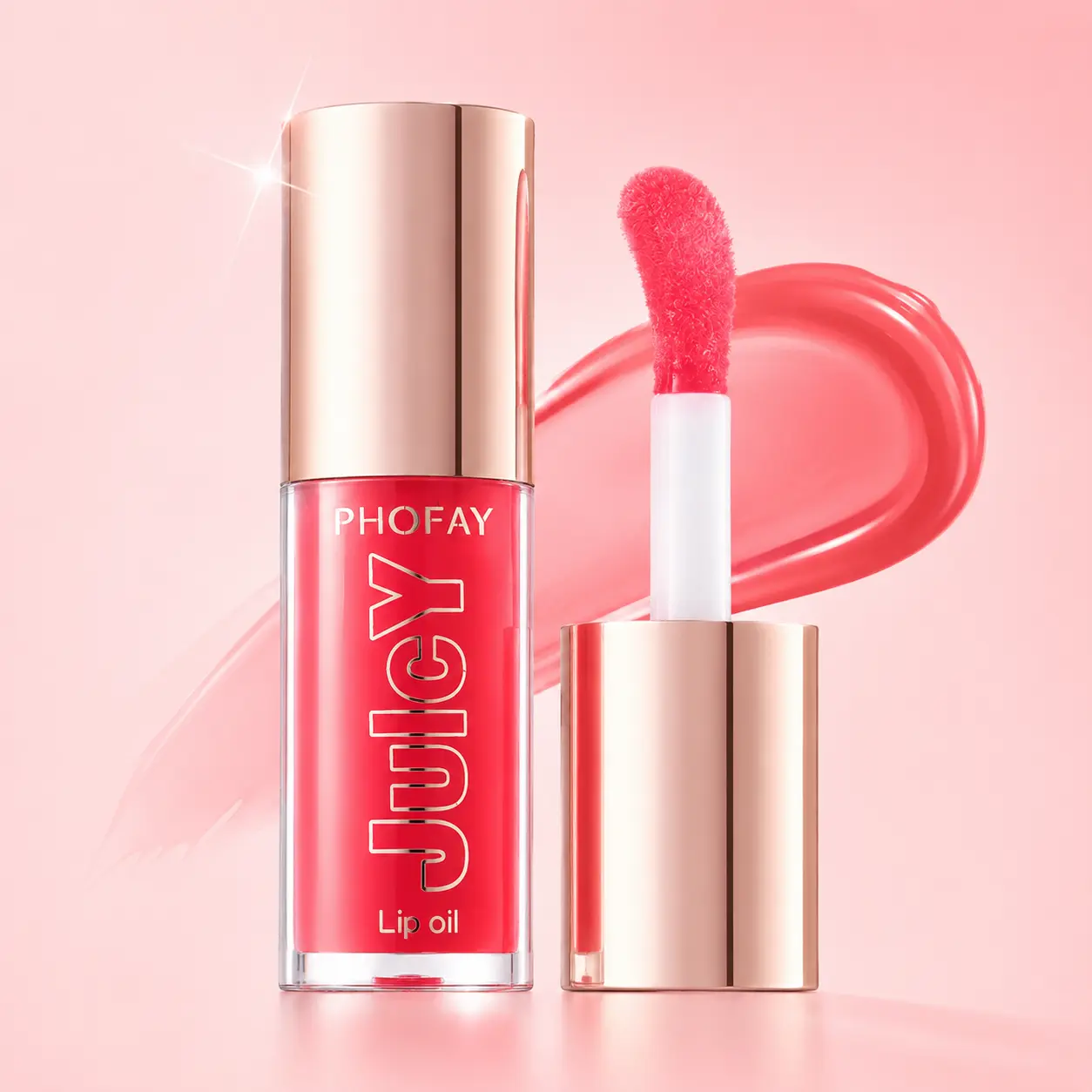 PHOFAY Hydrating Lip Oil - Non-Sticky Glossy Lip Gloss, Instant Plumping & 24HR Moisture, Glass Shine Finish for Everyday Makeup, Lip Combo, Date Night, Soft Glam, Travel & Party