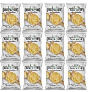 Deep River Snacks Original Sea Salt Kettle Cooked Potato Chips 1-Ounce Pack of 12 Salted Chips Crunchy, No Artificial Flavors