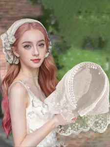 Women's Lace Hairband Headscarf Triangle Scarf Hat, Fashion Hair Scarves, Casual Floral Design, All-Season Fashion Accessory for Beach & Daily Wear