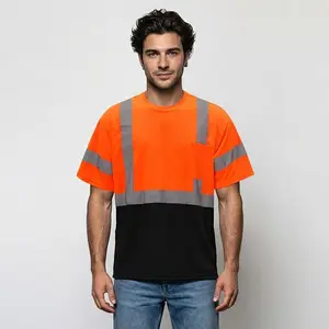 High Visibility Safety Color Block T-Shirt with Front Pocket – Reflective Unisex Workwear